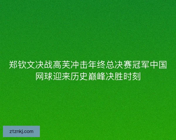 郑钦文决战高芙冲击年终总决赛冠军中国网球迎来历史巅峰决胜时刻